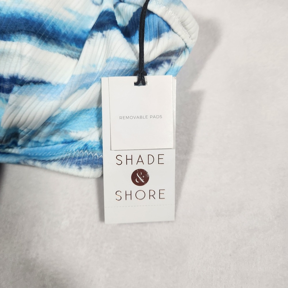 NWT Shade & Shore‎ Bikini Top Womens 38DD Blue Tie Dye Ribbed Underwire Swimwear - Picture 4 of 11